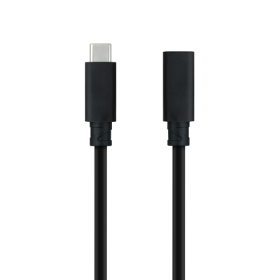 Nanocable Cable Prolongador USB-C 3.2 Macho a USB-C 3.2 Hembra - Gen2x2 20Gbp - 100W 5A - 4K 60Hz - 1.5 Metros - Mallado - Color Negro