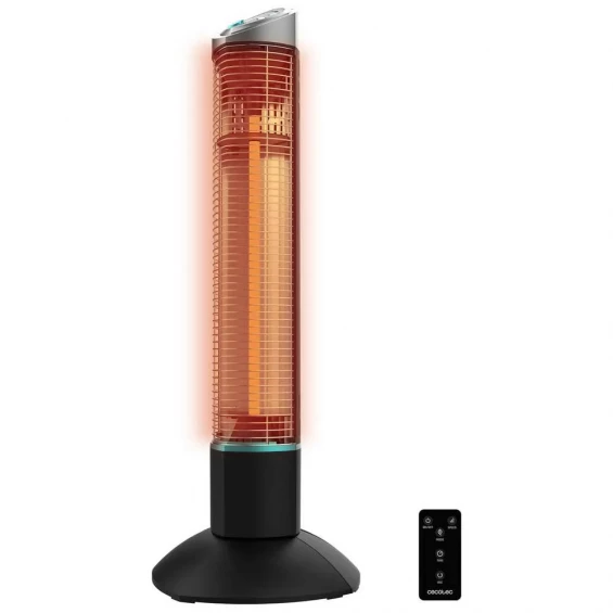 Calefactor de exterior halógeno Cecotec ReadyWarm 1000 Power Tower, 1.000 W, 2 potencias, mando a distancia, negro - imagen 2