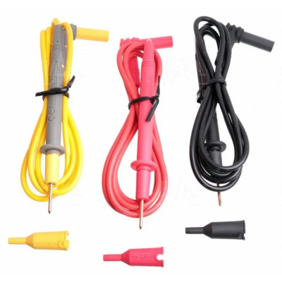 Cables Puntas Prueba Fugas Kit 3 unidades Negro Rojo Amarillo 1m