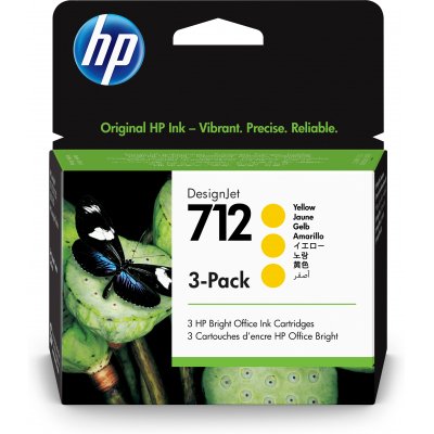 Pack 3 cartuchos hp 712 designjet t200 - t600 amarillo
