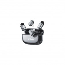 BOYA Mini 2 Microfono Inalambrico (2 TX+2 RX) Lightning y USB-C para iPhone, Android, Ultraligero, Cancelación de Ruido, 30h Micrófono Solapa para Streaming