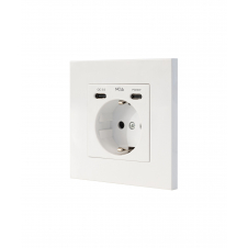 Nanocable Base de enchufe de pared tipo schuko con 2 USB-C PD - Max. 3.4A, Blanco