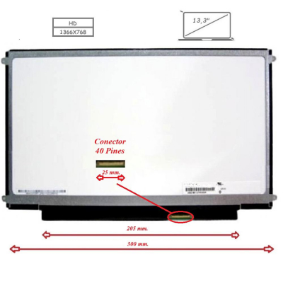 Pantalla para portátil LED 13.3 Slim 40 pines WXGA