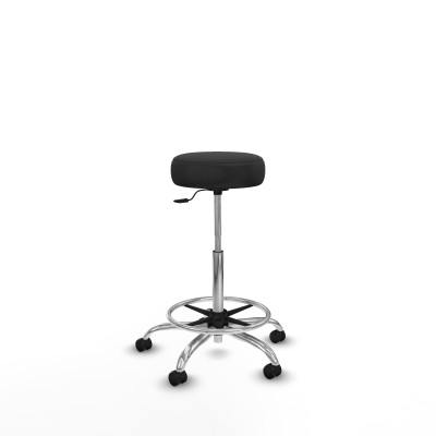 Tolosa giratorio similpiel gris oscuro base cromada ruedas engomadas 50mm aro cromado