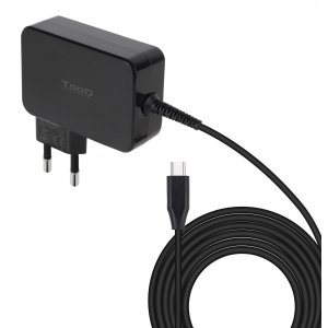 Tooq - CARGADOR PORTÁTIL GAN USB-C PD 45W, CÚBICO NEGRO