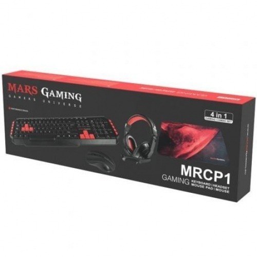 Pack Gaming Mars Gaming MRCP1/ Teclado + Ratón Óptico + Auriculares con Micrófono + Alfombrilla