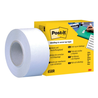 Recambio de rollo Post-It - Cinta adhesiva para escribir | 25.4mm x 17.7m | 6 líneas de ancho | Color blanco