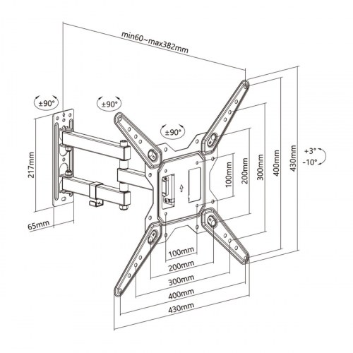 Aisens - Soporte Eco Giratorio, Inclinable Para Monitor/Tv 30Kg (3 Pivotes) De 23-55, Negro