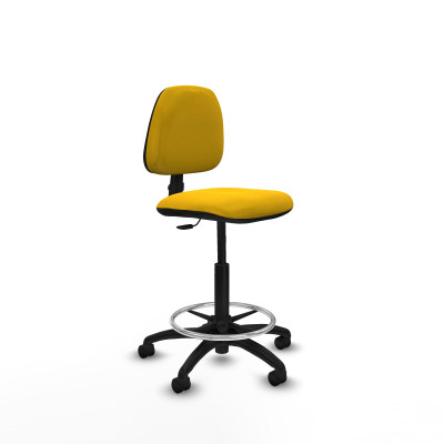 Taburete Isso CP bali amarillo sin brazos base poliamida ruedas nailon 50mm