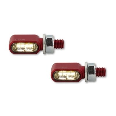 HIGHSIDER CNC LED turn signal/position light Little Bronx, red, tinted, E-approved, pair 204-2872