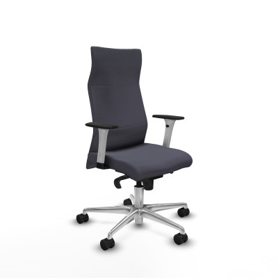 Albacete dirección sincro bali gris oscuro brazos 1D blancos base aluminio ruedas 65 nailon