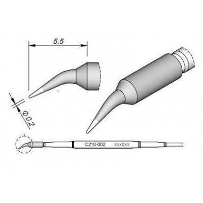 Cartucho Punta Curva 0,2mm T210 JBC