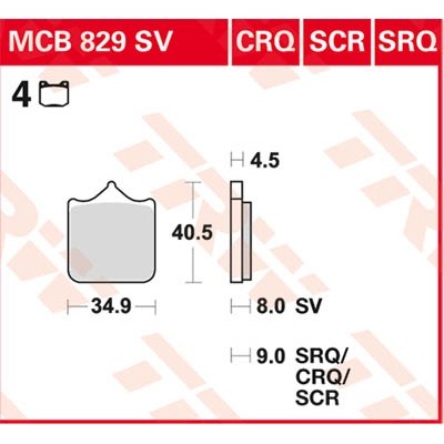 Pastillas de freno sinterizadas serie SV TRW MCB829SV