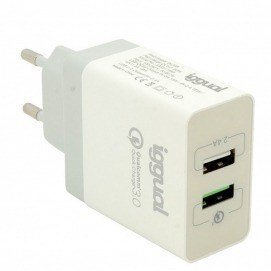 Iggual Cargador doble 2xUSB carga rápida QC3.0 30W