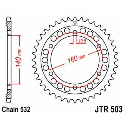 Corona JT SPROCKETS acero estándar 503 - Paso 532 JTR503.45