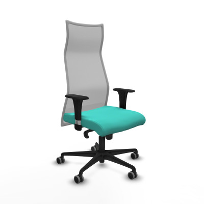 Albacete malla XL sincro malla gris similpiel turquesa brazos 1D base nailon ruedas 65mm engomadas