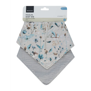 Juego de babero de muselina 2 uds Dreamy Fields Gris