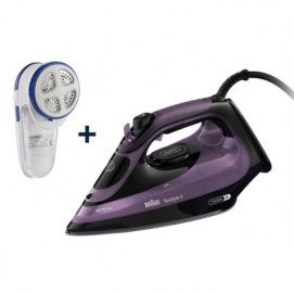 Plancha de vapor Braun TexStyle 9 SI 9661VI, 3100W, golpe de vapor 250 g/min, + regalo de Quitapelusas Leifheit
