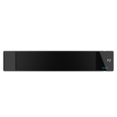 Cecotec Ready Warm 8700 Power Steel Calefactor de Radiacion Infrarroja de Pared - 2400W - IP65 para Exteriores - Temporizador 24H - Panel de Cristal LED - Kit de Montaje Incluido - Color Negro