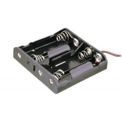 Portapilas R06x4 con Cables 4 pilas AA en plano