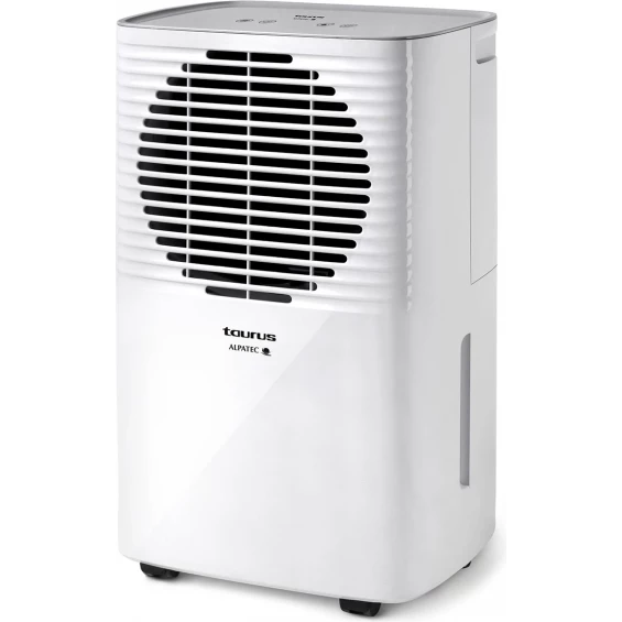 Deshumidificador Taurus PLEASANT, 12 litros/día, depósito 2,5 litros, 43 dB, drenaje continuo, para 25 m², blanco