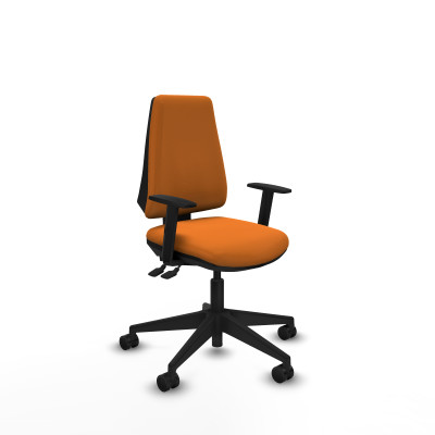Elche AS similpiel naranja brazos 1D base piramidal ruedas nailon 65mm
