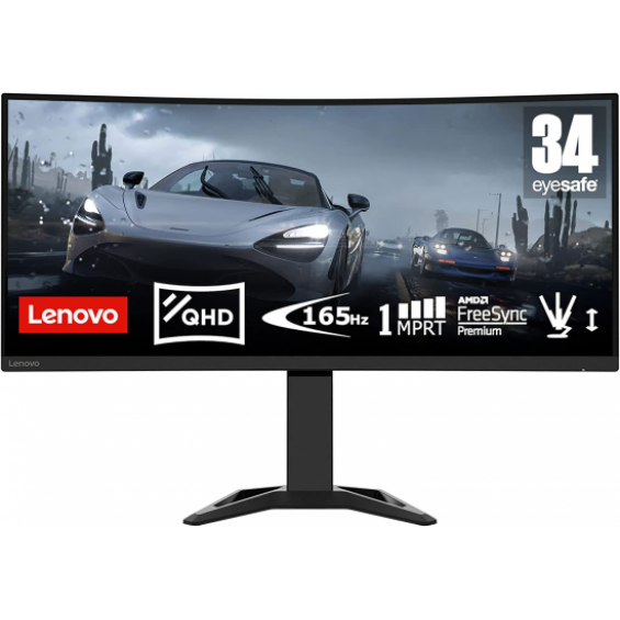 Monitor Lenovo G34W-30, 34 pulgadas, UWQHD, VA, 165 Hz, 0,5 ms MPRT, curvo, altura regulable, HDMI, clase F