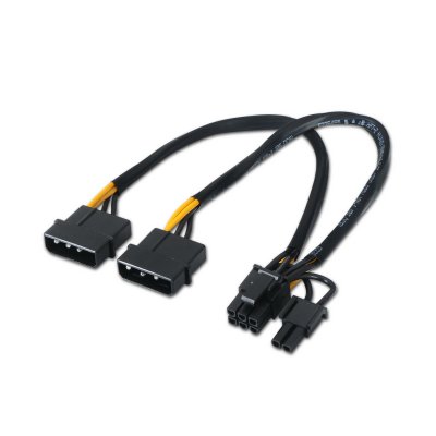 Cable Alimentación Tarjeta Gráfica Aisens A131-0165/ 2x Molex Macho - Molex 6+2 PIN Macho/ 0.2m