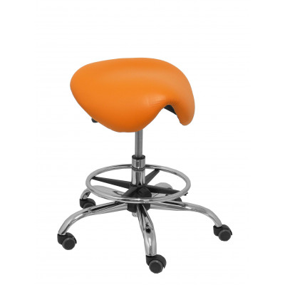 Taburete Zarza sin respaldo similpiel naranja