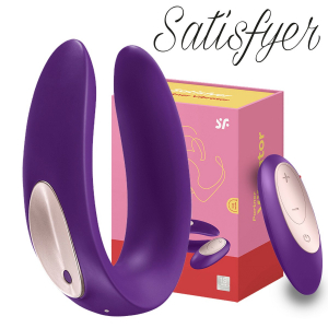 Vibrador estimulador para pareja Satisfyer Partner Plus Remote Control SF-EE72-758, 10 modos, 2 motores, waterproof