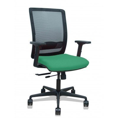 Silla Haches traslack malla negra asiento bali verde esmeralda brazos 2D ruedas 65mm