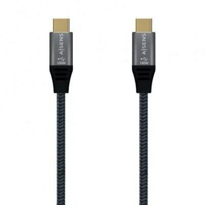 Cable USB 2.0 Tipo-C Aisens A107-0629 5A 100W/ USB Tipo-C Macho - USB Tipo-C Macho/ 2m/ Gris