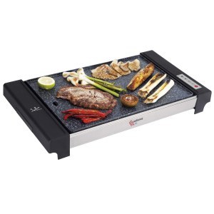 Plancha de asar eléctrica Jata GR3000 asadora 2650W 48 x 32cm 4 temperaturas superficie de granito resistencia excellence sistema Super Diet color granito