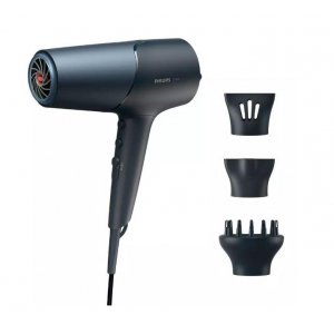 Secador de pelo Philips BHD512/20, 5000 Series, 2300W, ThermoShield, 2 velocidades, 3 temperaturas, con accesorios, azul y negro