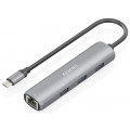DOCK AISENS USB-C A ETHERNET GIGABIT HUB 3XUSB-A GRIS 15CM