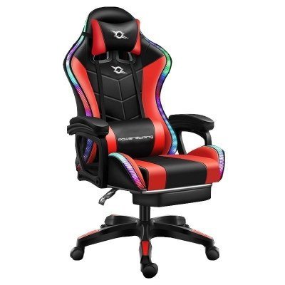 Silla Gaming PowerGaming LED RGB con reposapies / Rojo y Negro