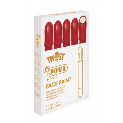 Jovi Twist Stick de Pintura de Cara - Hipoalergenico - Base Agua - Facil de Aplicar y Retirar - Gran Cubricion - Seca Rapido - sin Parabenos - Color Rojo
