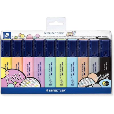 Staedtler Textsurfer Classic 364 Pack de 10 Marcadores Fluorescentes - Secado Rapido - Trazo 1 - 5mm - Colores Surtidos