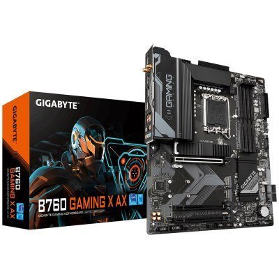 GIGABYTE B760 GAMING X AX Placa Base - Compatible con procesadores Intel Core de 14ª generación, VRM digital de 8+1+1 fases, hasta 7600MHz DDR5 (OC), 3x PCIe 4.0 M.2, Wi-Fi 6E, 2.5GbE LAN, USB 3.2 Gen 2
