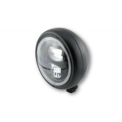 HIGHSIDER 5 3/4 inch LED headlight PECOS TypE 7 with parking light ring, black matt 223-225