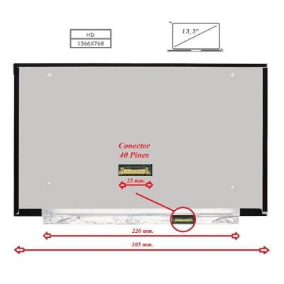 Pantalla para portátil LED 13.3 Slim 40 pines WXGA sin brackets
