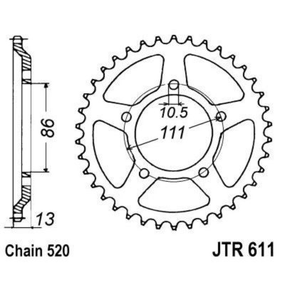 Corona JT 611 de acero con 43 dientes JTR611.43