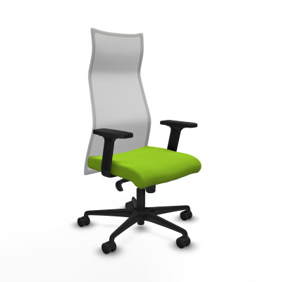 Albacete malla sincro malla blanca similpiel pistacho brazos 2D base nailon ruedas 65 mm nailon