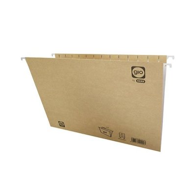 GIO Paq.25 carpetas colgantes visor superior lomo V A4 kraft bicolor