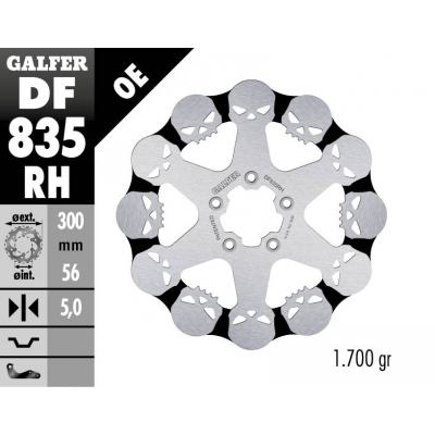 Skull Brake Rotor GALFER DF835RH