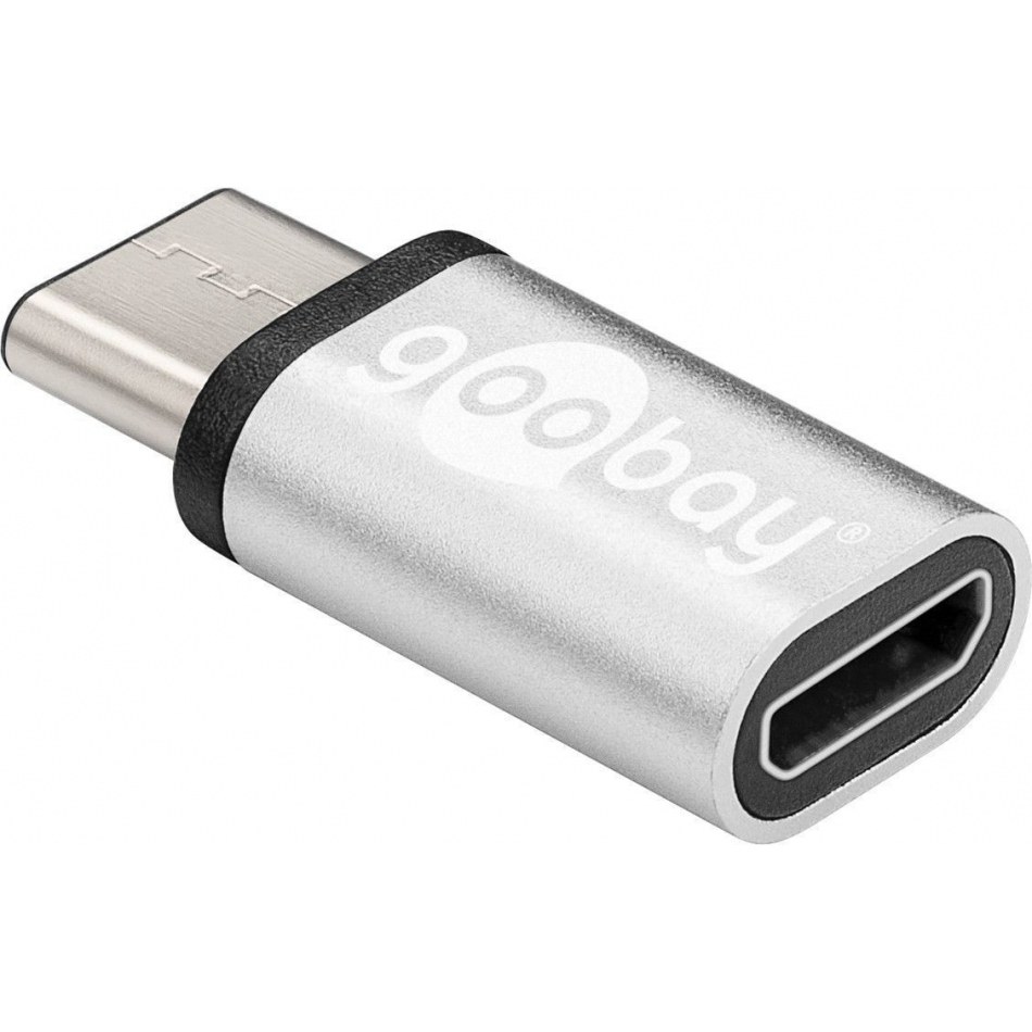 Adaptador USB-C Macho a MicroUSB Hembra PLATA