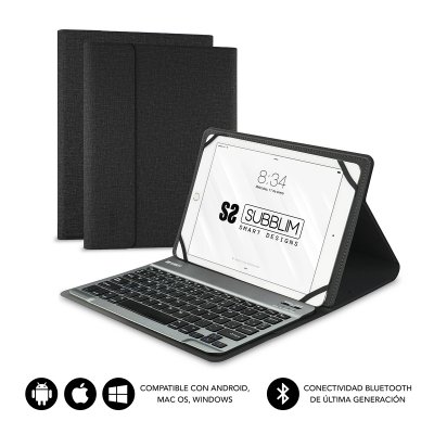 Funda con Teclado Subblim Keytab Pro Bluetooth para Tablets de 10.1/ Negra