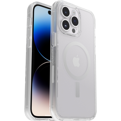 Funda para iPhone 14 Pro Max Symmetry+ Clear para MagSafe,resistente a golpes y caídas,Protectora,fina,Testada 3x con estándares Militares anticaídas,Antimicrobiana, Clear