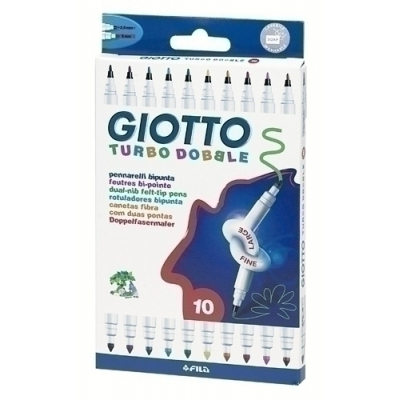 ROTULADOR GIOTTO TURBO DOBLE PUNTA GRUESA Y PUNTA FINA CAJA DE 10 COLORES