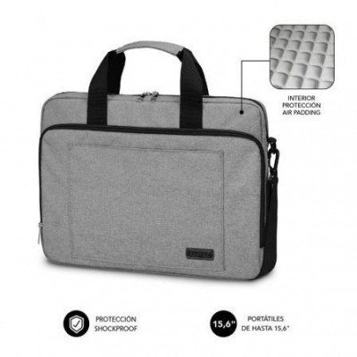Maletín Subblim Air Padding Laptop Bag para Portátiles hasta 15.6/ Cinta para Trolley/ Gris